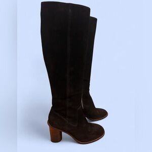 Coach Black Genuine Suede Knee High Zip Up Boots